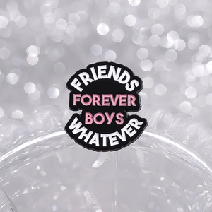 Cartoon enamel brooch with Friends Forever Boys Whatever text on cloud shape pins