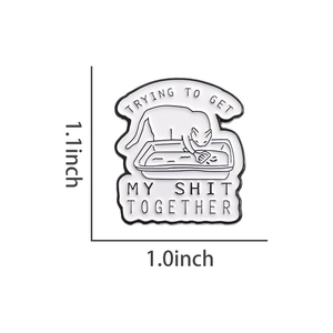 Détails des dimensions de l'épinglette chat blanc avec citation humoristique, 1,1x1,0 p
