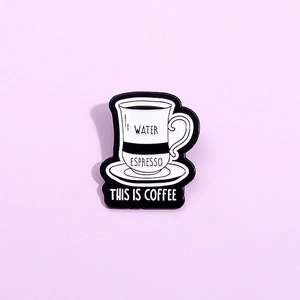 Creative Alloy Coffee Cup Enamel Brooch Pin Black And White Espresso Design For Backpack Clothes Unisex Fashion Jewelry