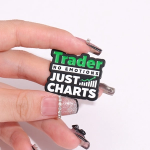 Trader No Emotions Just Charts PVC-Anstecker mit Börsentrend-Grafik Motiv