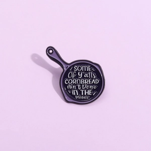 Frying Pan Enamel Pin Humorous Slogan Alloy Brooch For Backpack Clothing Accessories Purple Black Jewelry Gift