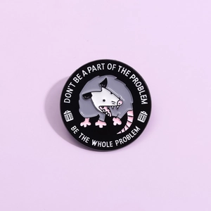 Funny Cartoon Opossum Enamel Pin Alloy Round Brooch Badge Humor Quote Problem Opossum Lapel Pin For Backpack Clothing Decor