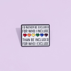 Motivational English Quote Rainbow Heart Alloy Brooch Enamel Pin Badge Personalized Inclusive LGBTQ Pride Jewelry Accessory