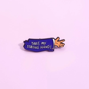 Pin de Esmalte Take My Strong Hand Broche Divertido de Cita de Película Aleación Dibujos Animados Manga Azul Mano Deformada Joyería Regalo