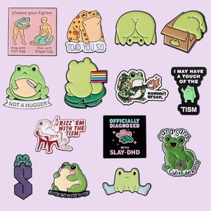Cute Cartoon Frog Enamel Pin Set Funny Meme Zinc Alloy Brooch For Backpack Denim Jacket LGBTQ Rainbow Pride Badge Accessory
