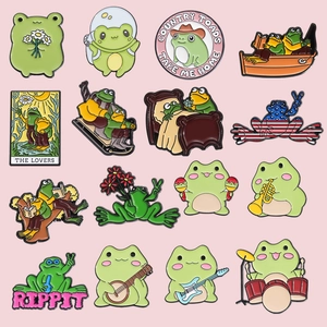 Lot de 16 pin's en émail grenouille mignons dans diverses scènes de musique et de loisirs