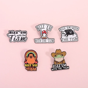 Set di 5 spille smaltate con Capybara rana e motivi a fumetti con scritte divertenti
