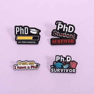 Academic PhD Student Survivor Enamel Pins Alloy Graduation Cap Book Coffee Loading Bar Brooches For Students Graduation Jewelry Gift