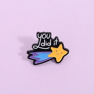 You Did It Cartoon Shooting Star Enamel Pin Alloy Lacquer Brooch Badge For Clothing Backpack Decor Unisex Jewelry Gift