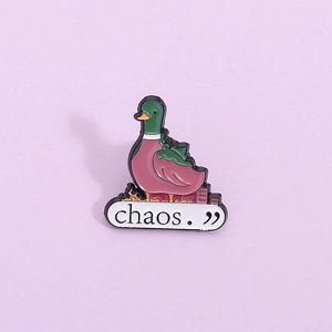 Creative Alloy Enamel Chaos Duck Brooch Pin Green Headed Duck Burning City Badge Jewelry Gift For Women Men Unisex