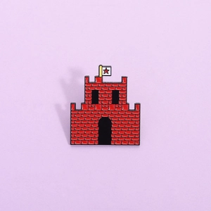 Retro Pixel Art Red Castle Enamel Brooch Pin Alloy Lacquer Cartoon Building Badge For Backpack Clothes Accessories Unisex Jewelry