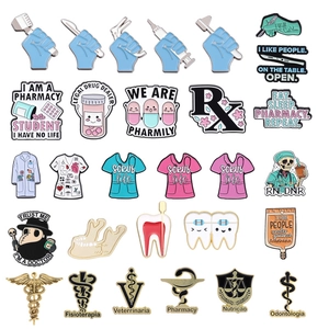 Creative medical enamel pins set with doctor, nurse, and dental patterns for uniforms