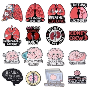 Lot de 16 broches créatives en émail avec motifs d'organes cerveau poumons et reins