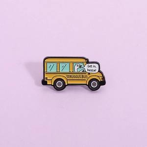Funny Struggle Bus Enamel Pin Cartoon Goose Yellow Bus Alloy Brooch Get In Bestie Badge For Backpack Clothing Decor Unisex