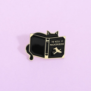 Cute Black Cat Reading Book Enamel Pin Alloy Literary Badge Brooch For Backpack Clothing Accessories Women Men Kids Gift