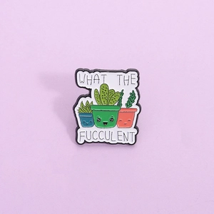 Cartoon Succulent Plant Enamel Brooch What The Fucculent Creative Alloy Pin Badge For Clothing Bags Women Men Accessories