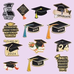 Graduation Season Alloy Enamel Brooch Pin Doctor Bachelor Cap Class Of 2024 2025 Year Graduation Gift Commemorative Badge