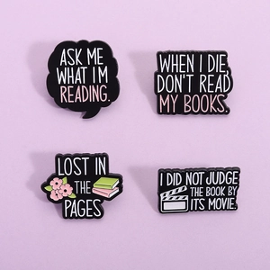 Cartoon Book Series Enamel Pin Cute Alloy Quote Brooch Badge Literary Clothing Accessory Gift For Book Lovers