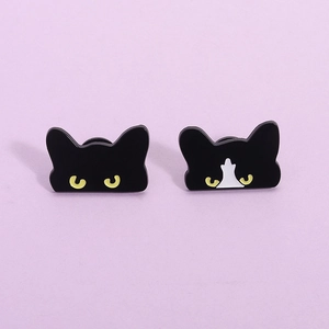 Broche en Émail Mignon Chat Noir Tête Badge Animal Créatif en Alliage pour Vêtements Sac à Dos Décoration Cadeau Femme Enfant Accessoire