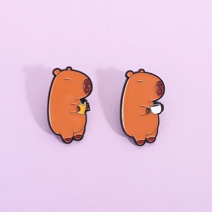 Mignonne Broche Épingle Capybara en Émail Alliage Peint Badge Animal Accessoires Pour Sacs à Dos Vêtements Cadeau Créatif Hommes Femmes