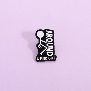 Funny Stickman Enamel Brooch Around And Find Out Alloy Lapel Pin For Backpack Jacket Clothes Women Men Jewelry Badge