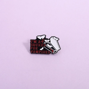 Broche de Vampiro de Halloween Creativo Gótico Ataúd y Murciélago Aleación Esmalte Pin de Solapa Insignia de Dibujos Animados Joyería