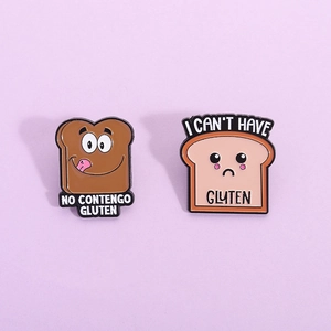 Cute Cartoon Toast Bread Enamel Pin Funny Gluten Free Theme Brooch Alloy Food Badge For Clothing Backpack Accessories Gift