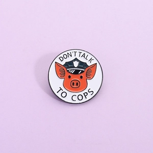 Cartoon Pig Sheriff Enamel Pin Personality Funny Animal Metal Badge Don't Talk To Cops Brooch Jewelry For Clothes Bags