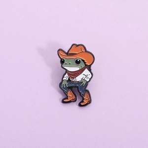 Cute Cowboy Frog Enamel Brooch Pin Alloy Cartoon Animal Badge For Clothing Backpack Accessories Jewelry Gift For Men Women