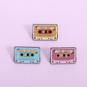 Retro Cassette Tape Enamel Pin Cute Vintage Music Alloy Brooch For Backpack Clothing Jacket Accessory Music Lover Badge