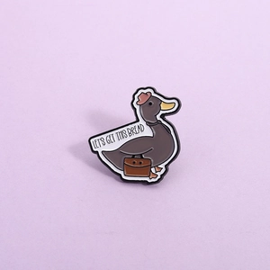 Cartoon Enamel Pin Funny Working Duck Brooch With Let's Get This Bread Quote Alloy Badge For Backpack Clothing Jewelry Accessories