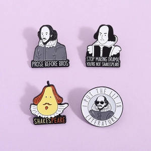 Broche en Émail Alliage Shakespeare Créatif Citation Littéraire Personnalisée Badge Dessin Animé pour Vêtements Sac à Dos Bijoux