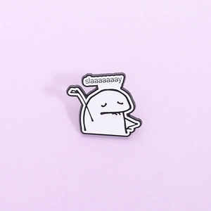 Funny Cartoon Stick Figure Enamel Pin Slaaaaaaaay Letter Alloy Brooch For Backpack Clothing Accessories Unisex Minimalist Badge