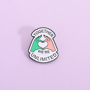 Together We're Unlimited Heart Gesture Enamel Pin Alloy Brooch Badge For Clothing Bags Backpacks Creative Cartoon Jewelry Gift For Women Men