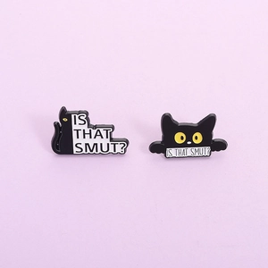 Humorous Black Cat Enamel Brooch Alloy Cartoon Animal Pin Badges For Clothes Bag Decorations Accessories For Men Women