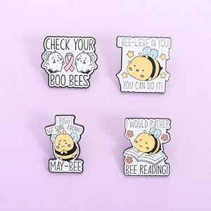 Cute Cartoon Bee Enamel Brooch Alloy Lapel Pin With Motivational Puns Funny Honeybee Badge Jewelry Accessory For Clothing Bags Decorative Pin
