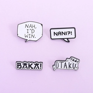 Alloy Anime Speech Bubble Enamel Pin Cartoon Baka Nani Otaku Letter Badge For Backpack Clothing Accessory Unisex Jewelry Pin