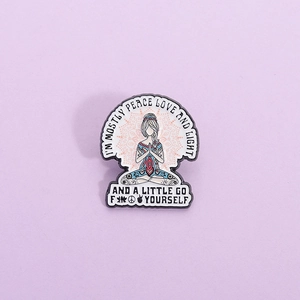 Funny Yoga Girl Mandala Enamel Pin Alloy Brooch Personalized Humorous English Quote Badge Painted Cartoon Jewelry Accessory