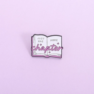 Cartoon Book Enamel Pin Just One More Chapter Brooch For Readers Bookworms Alloy Painted Literary Theme Jewelry Gift
