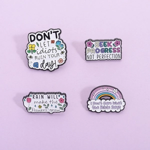 Ensemble de Pin's en Émail avec Citations Motivantes en Alliage Dessin Animé Floral Arc-en-Ciel pour Sacs Vêtements Bijoux Unisexe