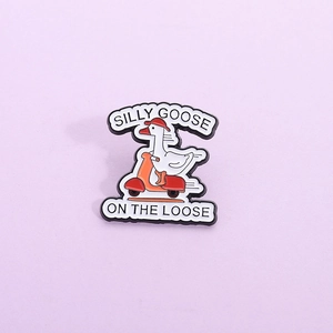 Silly Goose On The Loose Enamel Pin Alloy Cartoon Animal Riding Scooter Brooch Badge For Bags Backpacks Unisex Accessory