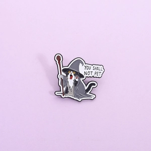 Humorvoll Cartoon Katze Zauberer Emaille Pin You Shall Not Pet Abzeichen Legierung Brosche Kreative Magie Tier Schmuck Für Kleidung