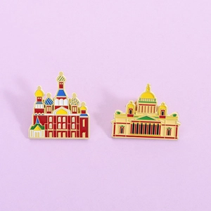 Creative Enamel Cathedral Brooch Pin Saint Petersburg Architecture Zinc Alloy Badge For Clothes Backpack Accessories Unisex