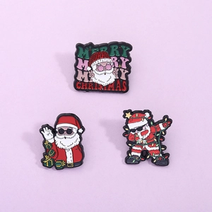 Cartoon Santa Claus Enamel Brooch Pin Set Zinc Alloy Lacquer Badge For Christmas Holiday Party Clothing Accessories Jewelry