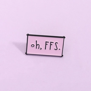 Creative Alloy Enamel Pin Funny Letter Rectangular Pink Lapel Brooch Clothing Decoration Backpack Badge Accessory Gift