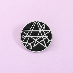 Round Enamel Pin Mystery Sigil Zinc Alloy Badge For Clothing Bag Decoration Gothic Geometric Brooch For Men Women