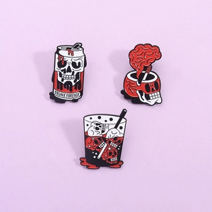 Halloween Schedel Drank Emaille Pin Creatieve Cartoon Blikje Beker Brosche Zinklegering Geschilderd Badge Voor Rugzak Kleding