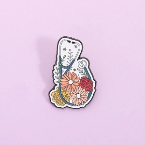 Stethoscope Flower Enamel Brooch Pin Medical Gifts For Doctors Nurses Zinc Alloy Colorful Floral Badge Jewelry Accessories
