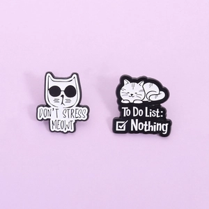 Cute Cat Enamel Brooch Pins Funny Sunglasses Text Badge Cartoon Zinc Alloy Jewelry Backpack Jacket Decor Women Men Gift