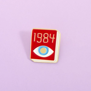 Red Book Enamel Pin 1984 Literary Theme Zinc Alloy Badge Brooch With Eye Pattern For Clothing Bag Decoration Gift